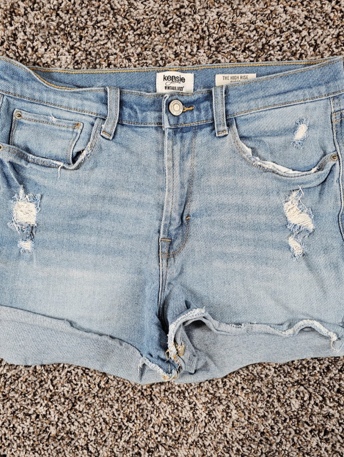 Kensie Womens Sz 8 (29") The High Rise Short Light Wash Blue Jean Distressed